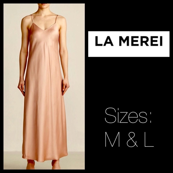 LA MEREI Satin Slip Maxi Dress Pink Size - Picture 4 of 4
